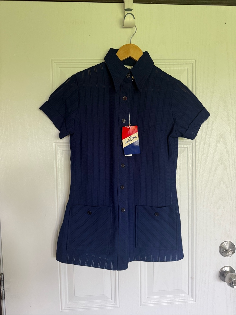 NWT vintage Judy Bond deadstock semi- sheer button down shirt 12